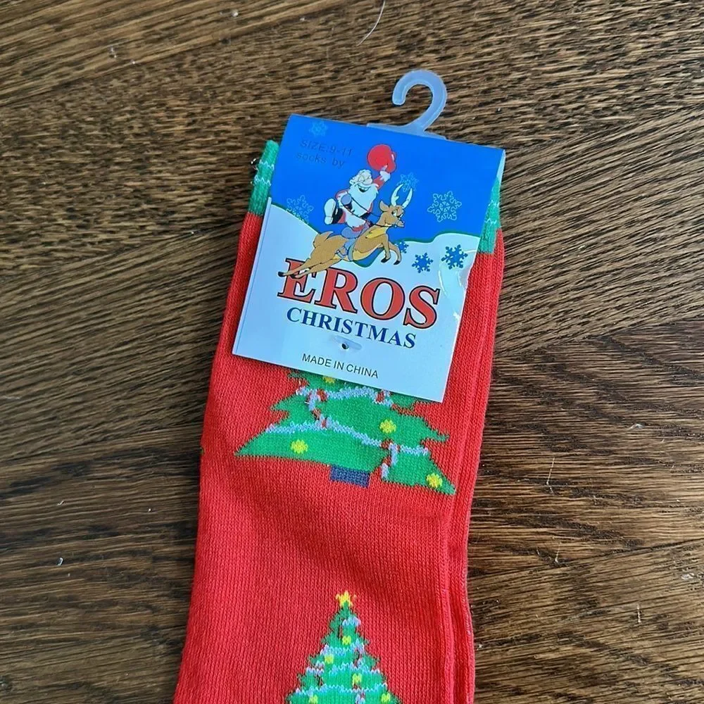 New Eros‎ red Christmas tree socks